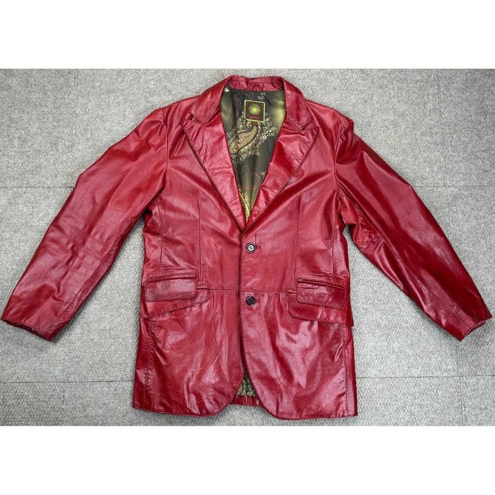 Kuhlman Men's Long Sleeve Two Button Lined Genuine Leather Jacket Size 2
